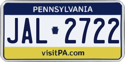 PA license plate JAL2722