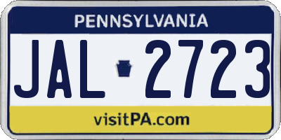 PA license plate JAL2723