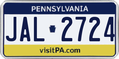 PA license plate JAL2724