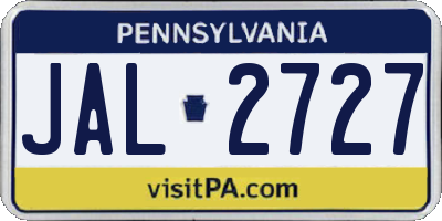 PA license plate JAL2727