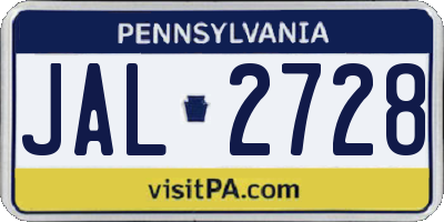 PA license plate JAL2728