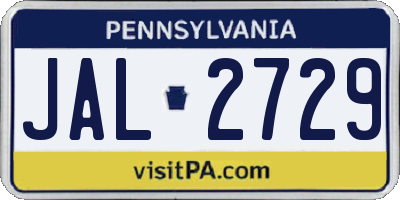 PA license plate JAL2729