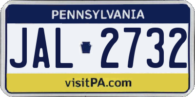 PA license plate JAL2732