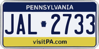 PA license plate JAL2733