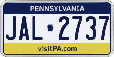 PA license plate JAL2737