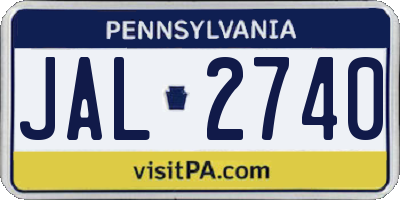 PA license plate JAL2740