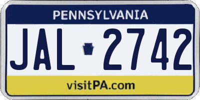 PA license plate JAL2742