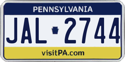 PA license plate JAL2744