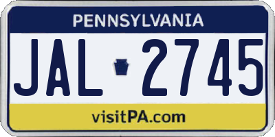 PA license plate JAL2745