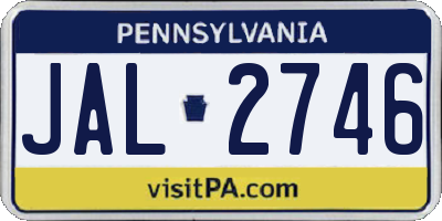 PA license plate JAL2746