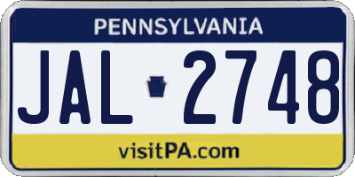 PA license plate JAL2748