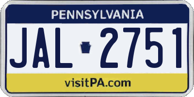 PA license plate JAL2751