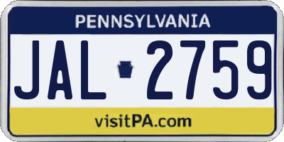 PA license plate JAL2759