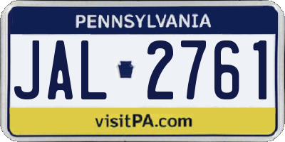 PA license plate JAL2761