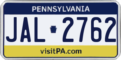 PA license plate JAL2762