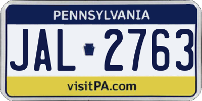 PA license plate JAL2763