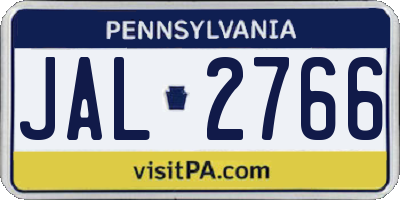 PA license plate JAL2766