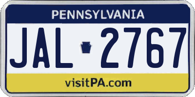 PA license plate JAL2767