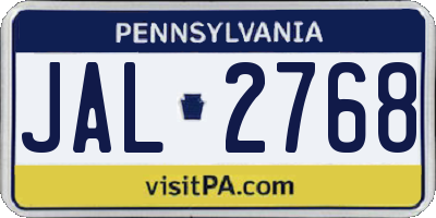 PA license plate JAL2768