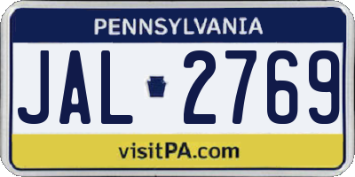 PA license plate JAL2769