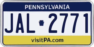 PA license plate JAL2771