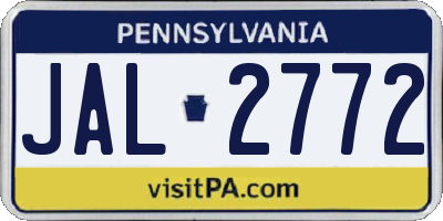 PA license plate JAL2772