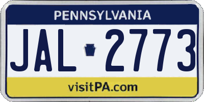 PA license plate JAL2773