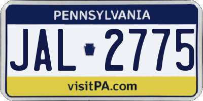 PA license plate JAL2775