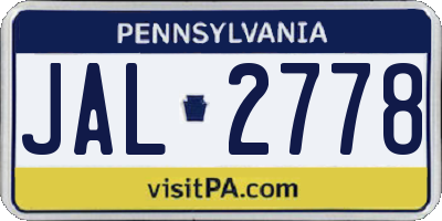 PA license plate JAL2778