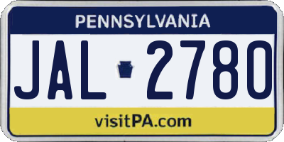 PA license plate JAL2780