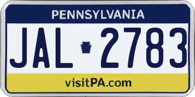 PA license plate JAL2783