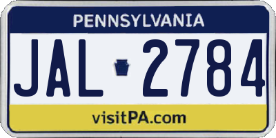 PA license plate JAL2784