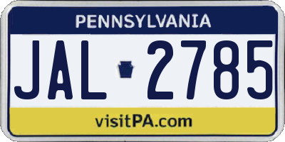 PA license plate JAL2785