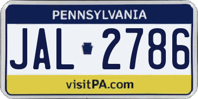 PA license plate JAL2786