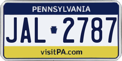 PA license plate JAL2787