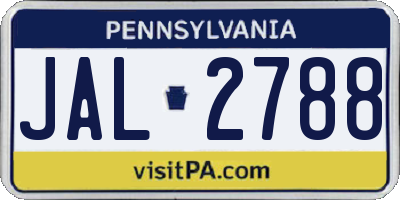 PA license plate JAL2788