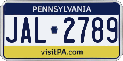 PA license plate JAL2789