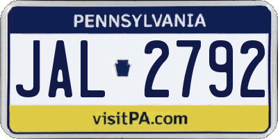 PA license plate JAL2792