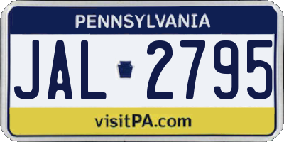 PA license plate JAL2795