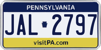 PA license plate JAL2797