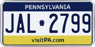 PA license plate JAL2799
