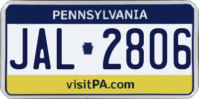 PA license plate JAL2806
