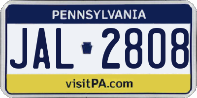 PA license plate JAL2808