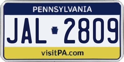 PA license plate JAL2809