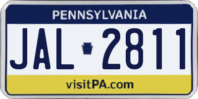 PA license plate JAL2811