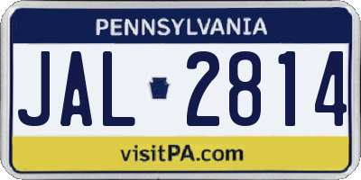 PA license plate JAL2814