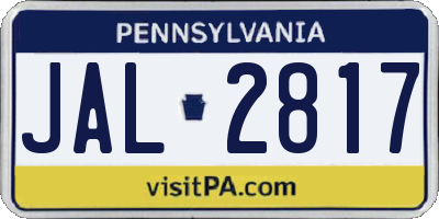 PA license plate JAL2817