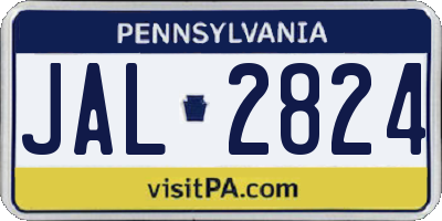 PA license plate JAL2824