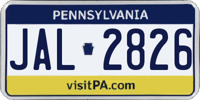 PA license plate JAL2826