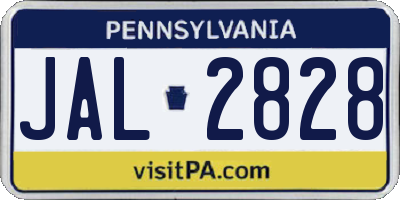 PA license plate JAL2828